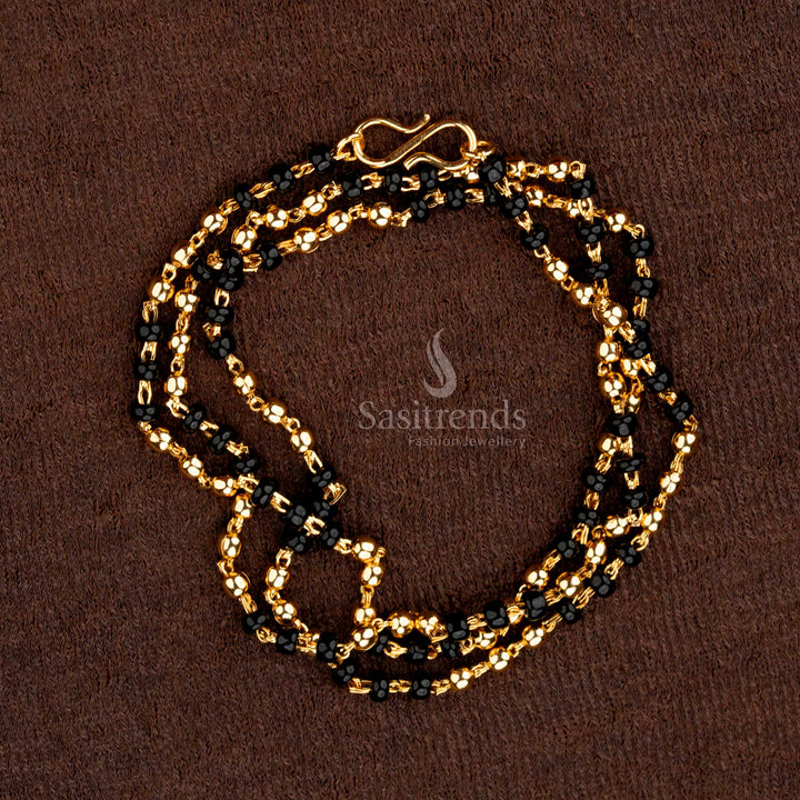 Elegant micro gold plated chain with black and gold beads, perfect for festive occasions - Sasitrends