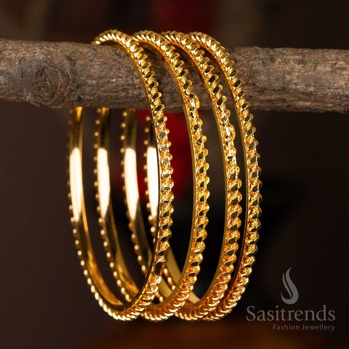 Buy Twinkling Twist Kada Micro Gold Plated Bangles Set - Sasitrends