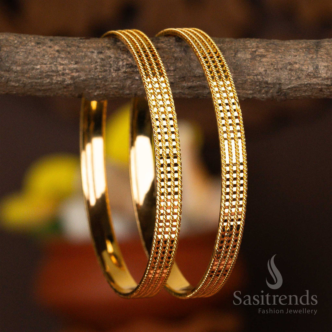 Luxurious micro gold-plated bangles with a rich, textured surface