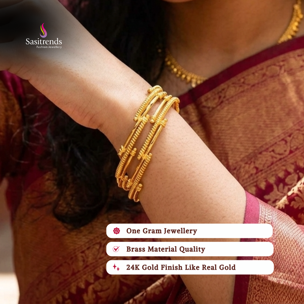 Guaranteed real gold look 24k micro gold plated bangles model image - Sasitrends