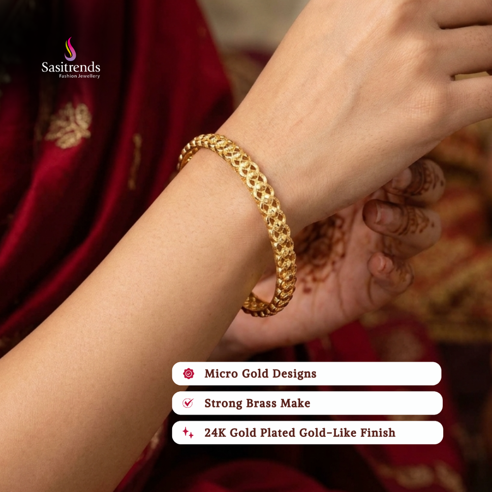 Guaranteed real gold look 24k micro gold plated bangles model image - Sasitrends