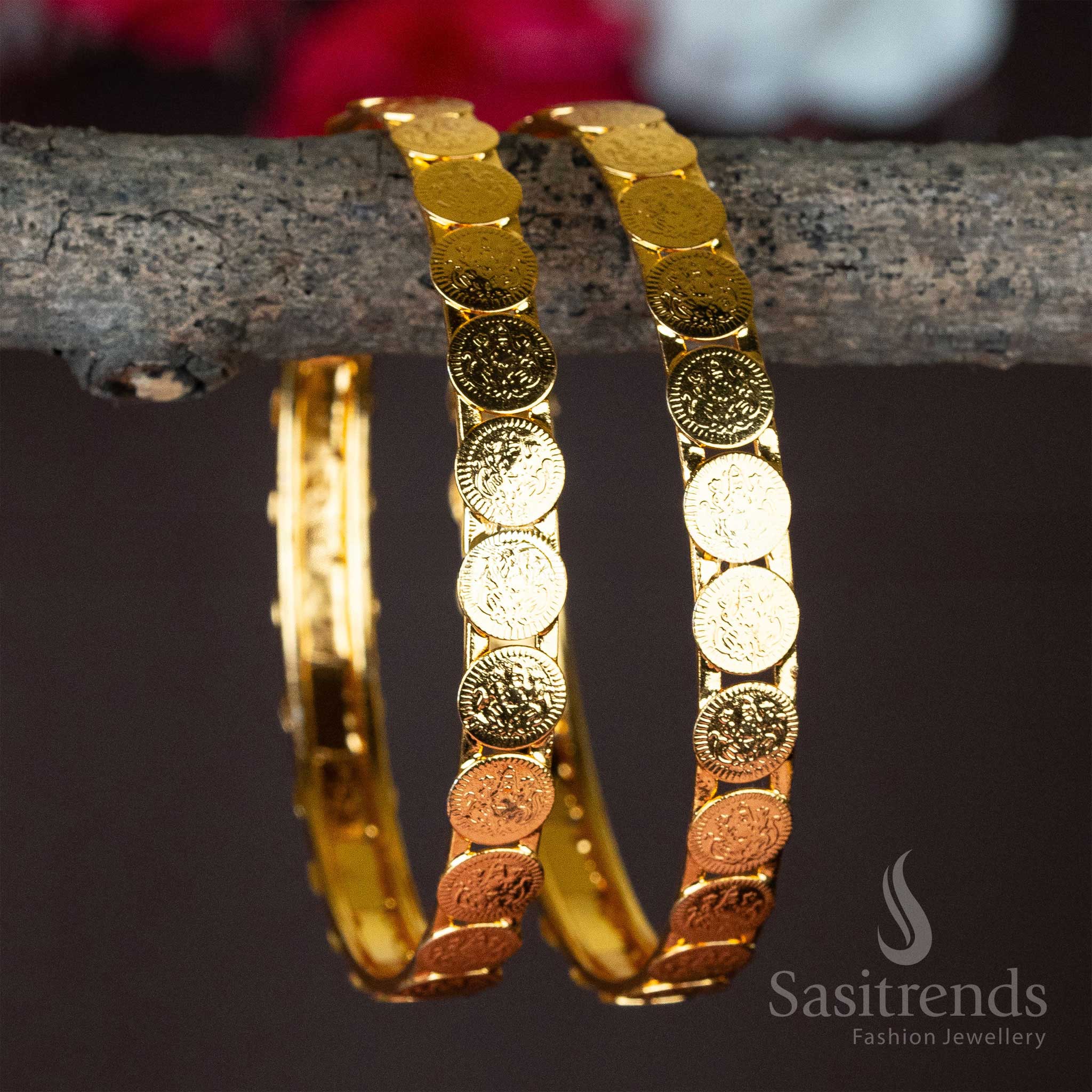 Guaranteed Micro Gold Plated Lakshmi Coin Bangles Online Shopping