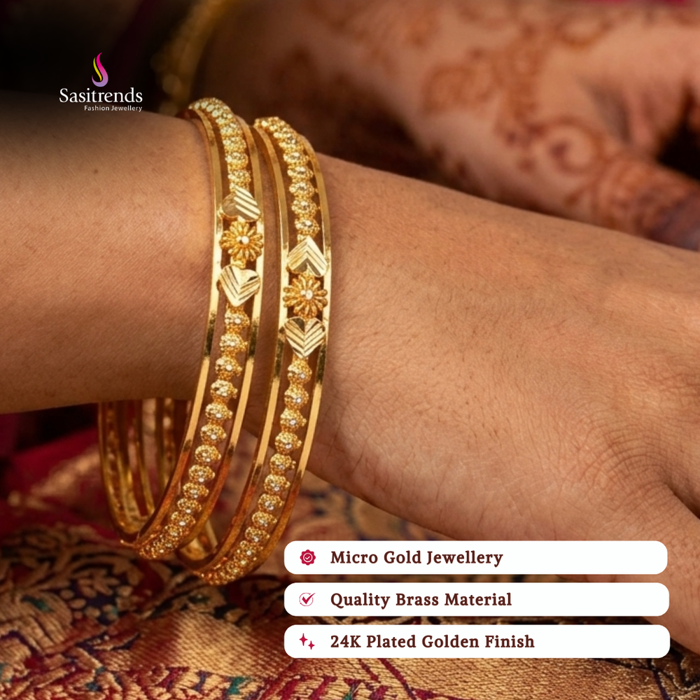 Guaranteed real gold look 24k micro gold plated bangles model image - Sasitrends