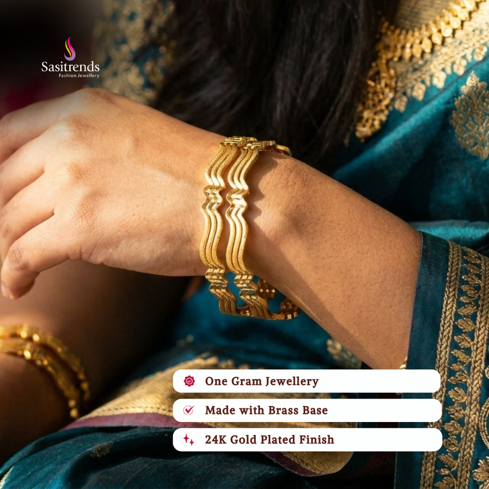 Guaranteed real gold look 24k micro gold plated bangles model image - Sasitrends