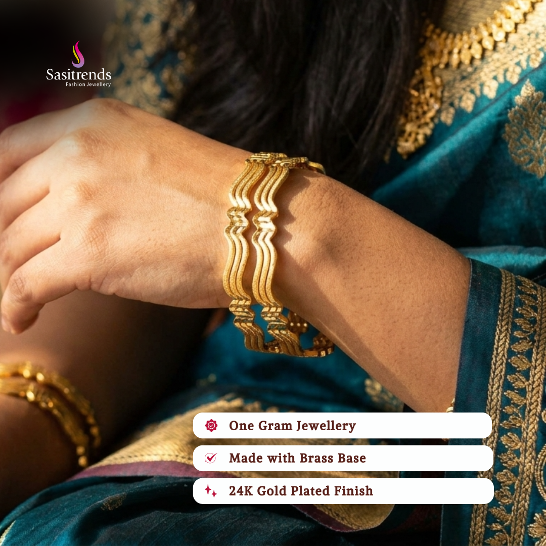 Guaranteed real gold look 24k micro gold plated bangles model image - Sasitrends