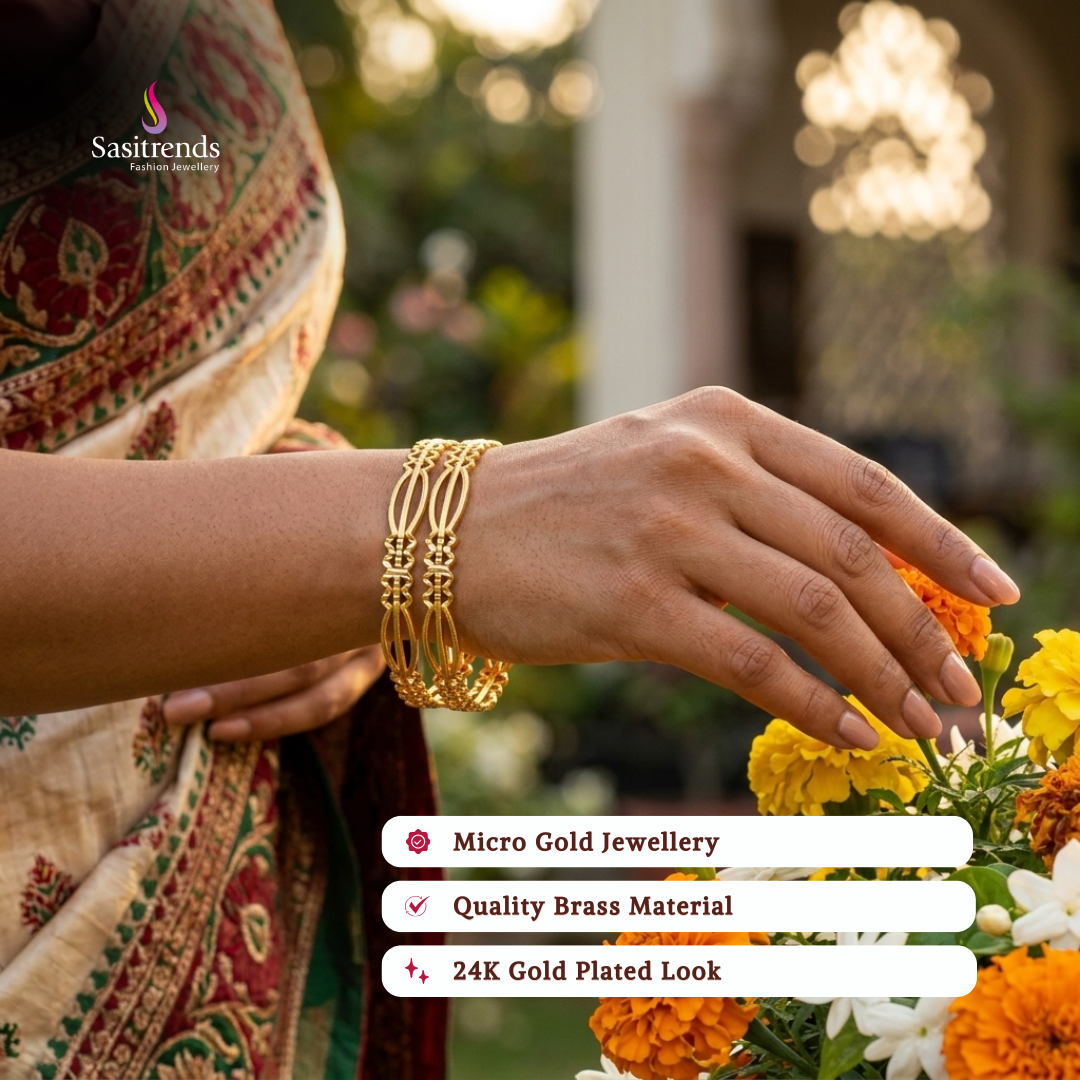 Guaranteed real gold look 24k micro gold plated bangles model image - Sasitrends