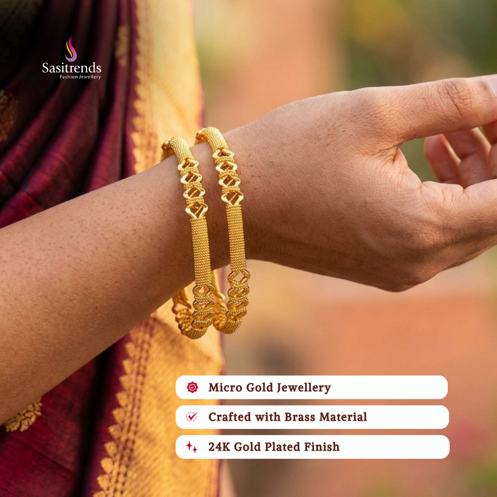 Guaranteed real gold look 24k micro gold plated bangles model image - Sasitrends
