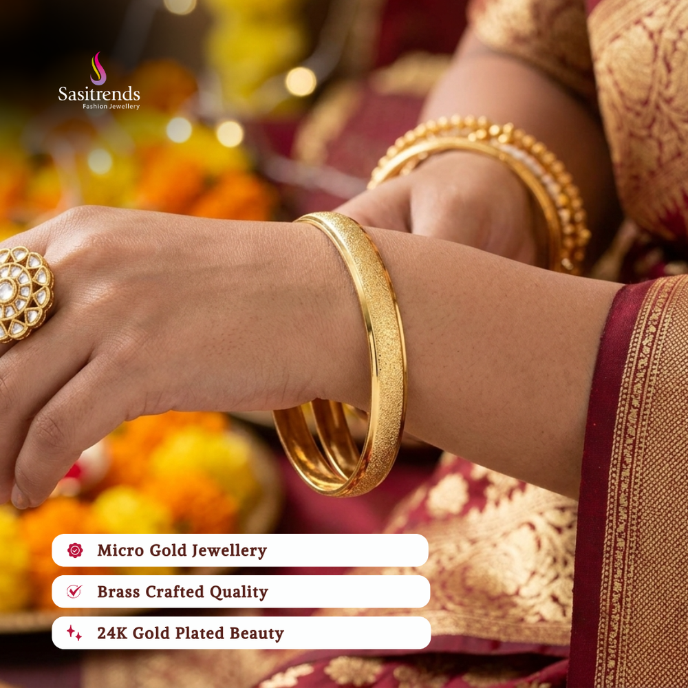 Guaranteed real gold look 24k micro gold plated bangles model image - Sasitrends