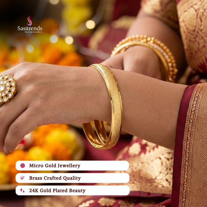Guaranteed real gold look 24k micro gold plated bangles model image - Sasitrends