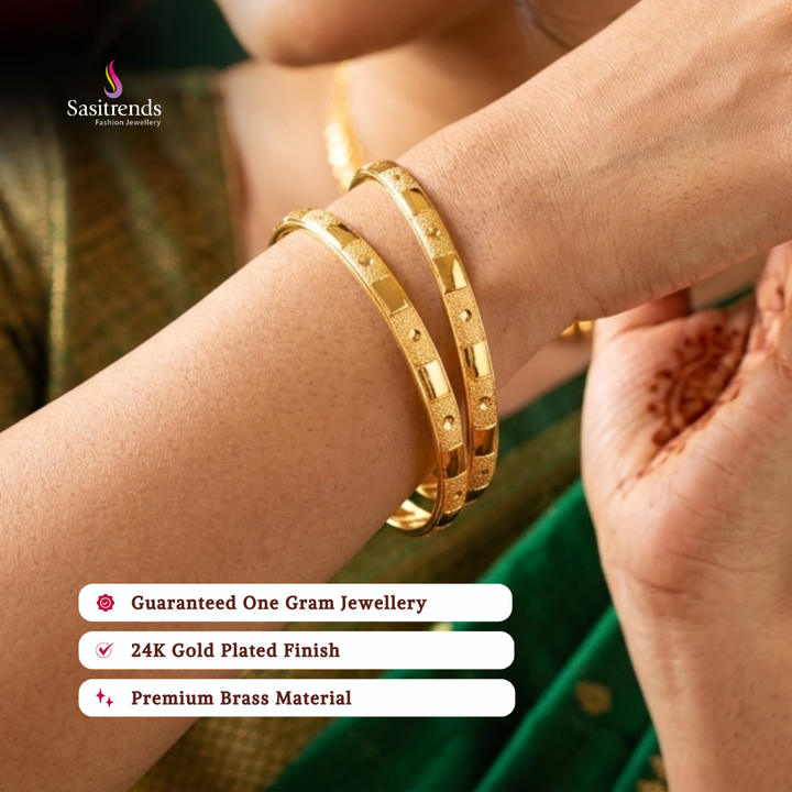 Guaranteed real gold look 24k micro gold plated bangles model image - Sasitrends