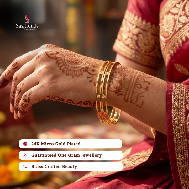 Guaranteed real gold look 24k micro gold plated bangles model image - Sasitrends