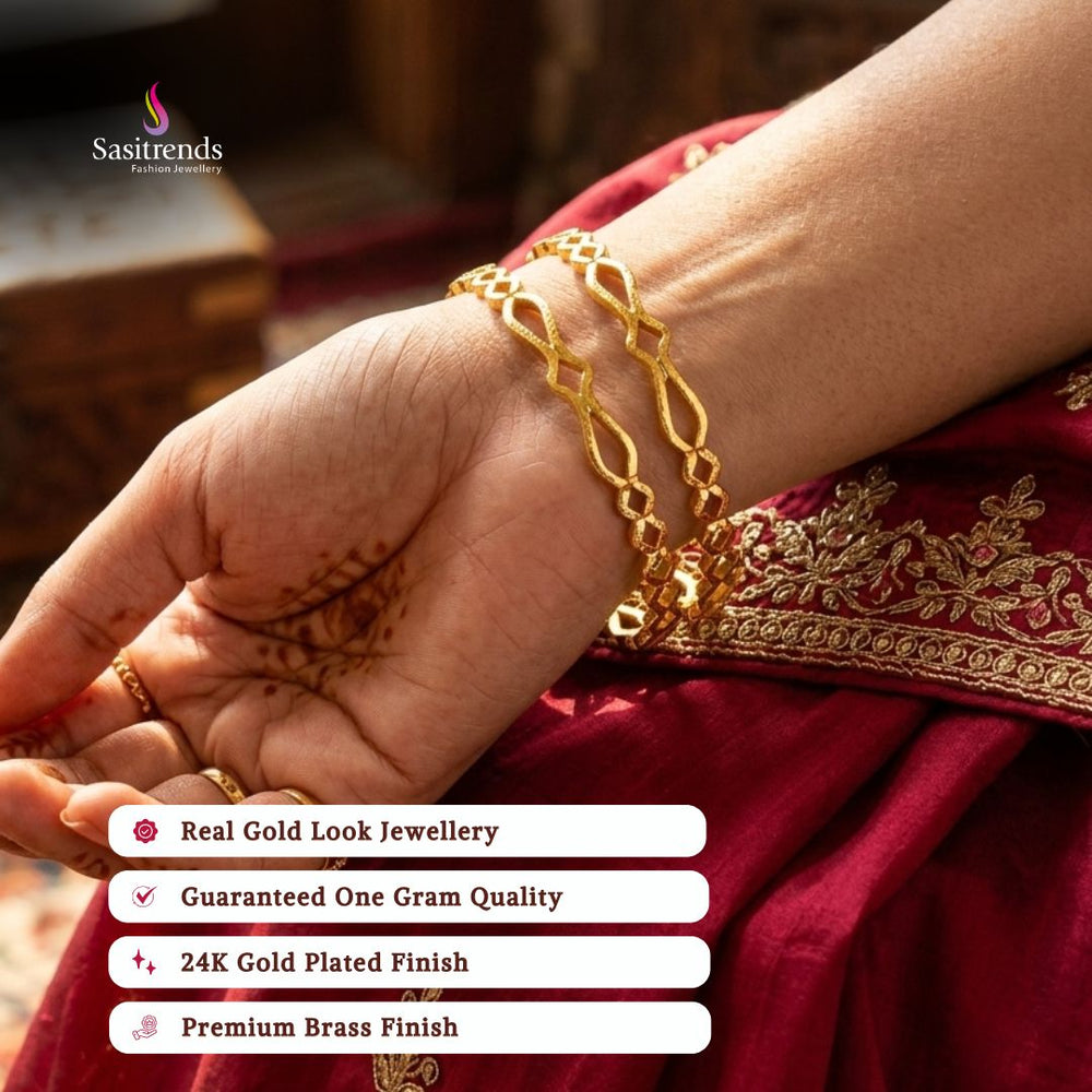 Guaranteed real gold look 24k micro gold plated bangles model image - Sasitrends