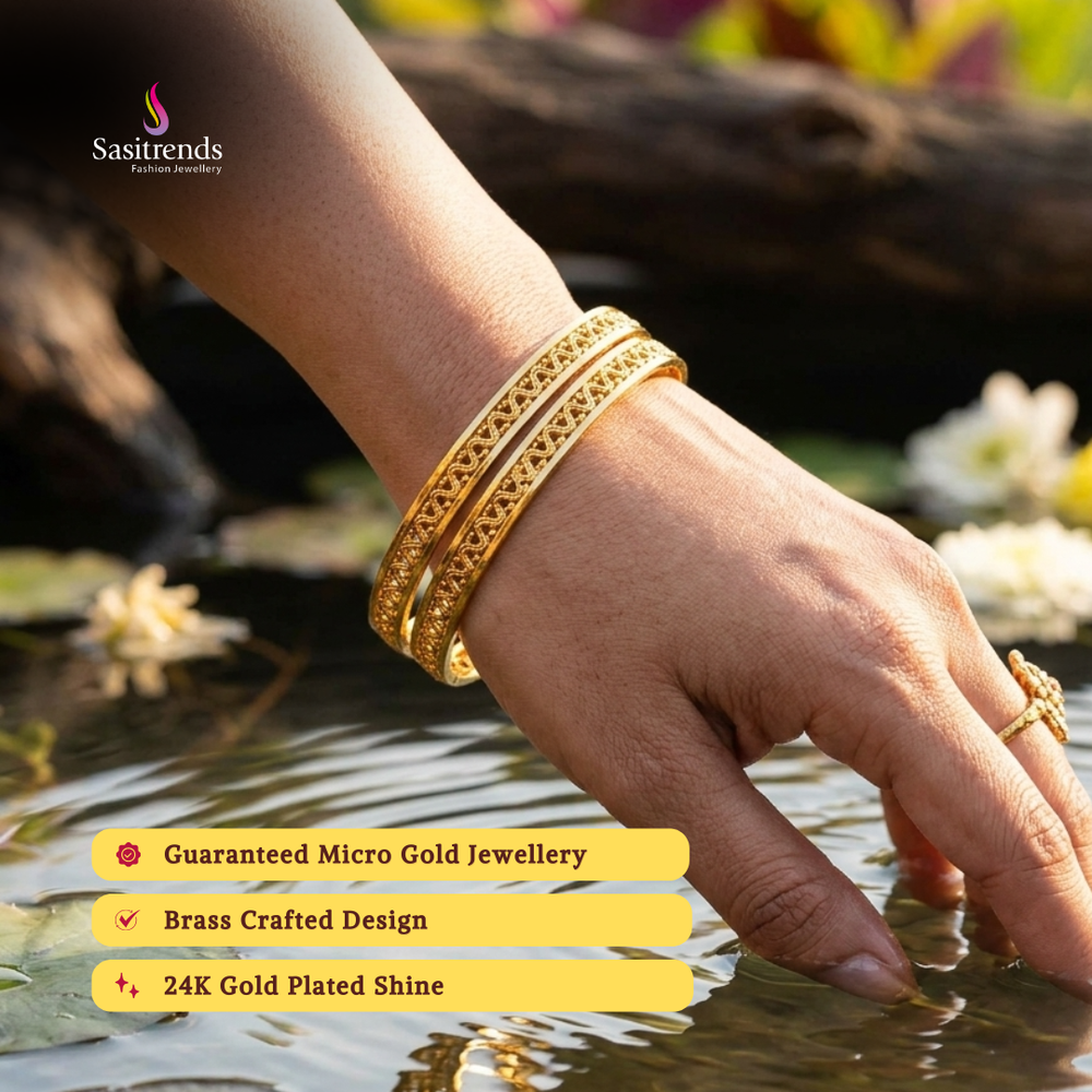 Guaranteed real gold look 24k micro gold plated bangles model image - Sasitrends