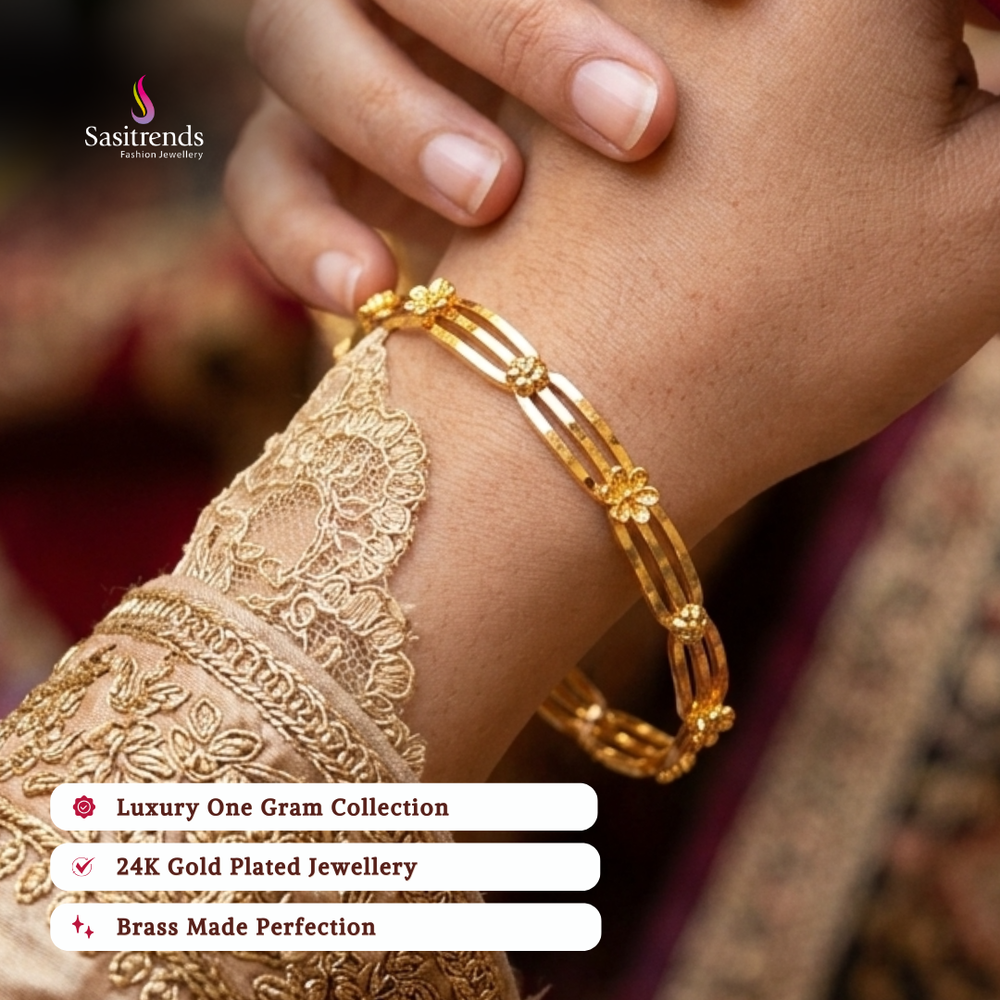 Guaranteed real gold look 24k micro gold plated bangles model image - Sasitrends