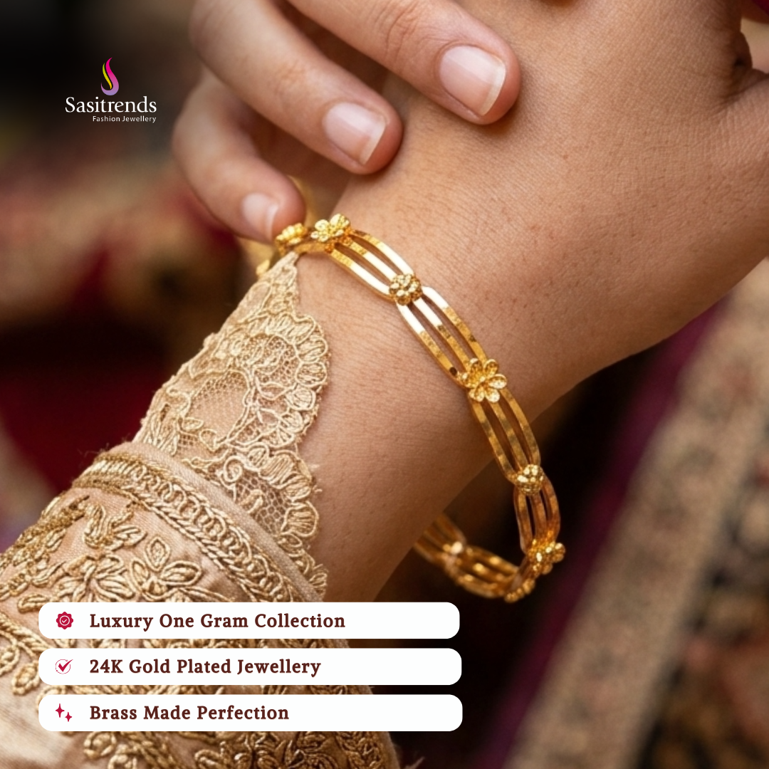 Guaranteed real gold look 24k micro gold plated bangles model image - Sasitrends