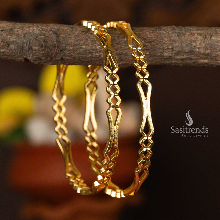 Guaranteed One Gram Gold Micro Gold Plated Plain Kada Bangles - Sasitrends