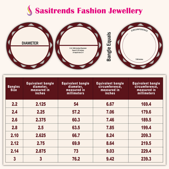 Guaranteed real gold look 24k micro gold plated bangles measurement image - Sasitrends