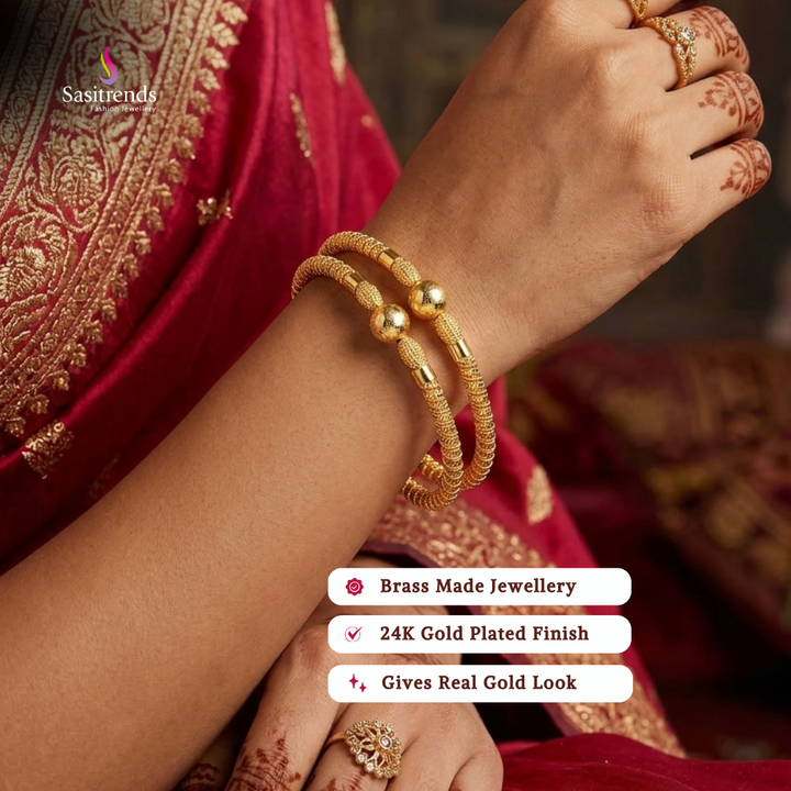 Real gold look guaranteed 24k micro gold plated bangles - Sasitrends