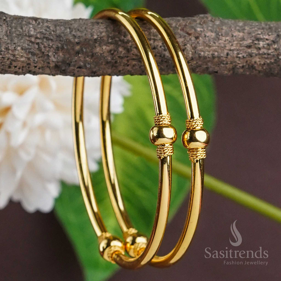 Elegant Brass Bangle Pair - 24 Carat Micro Gold Plated