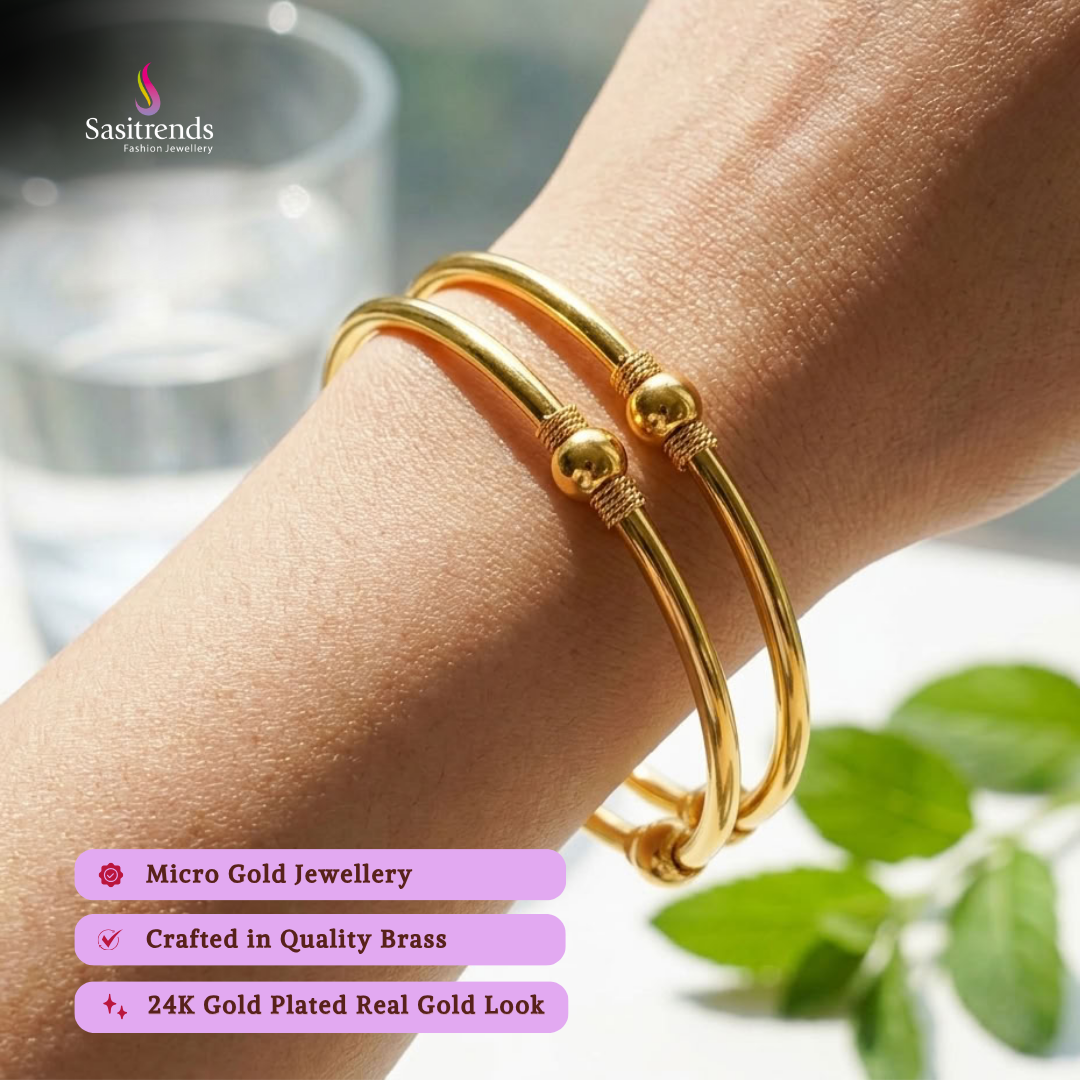 Real gold look guaranteed 24k micro gold plated bangles - Sasitrends