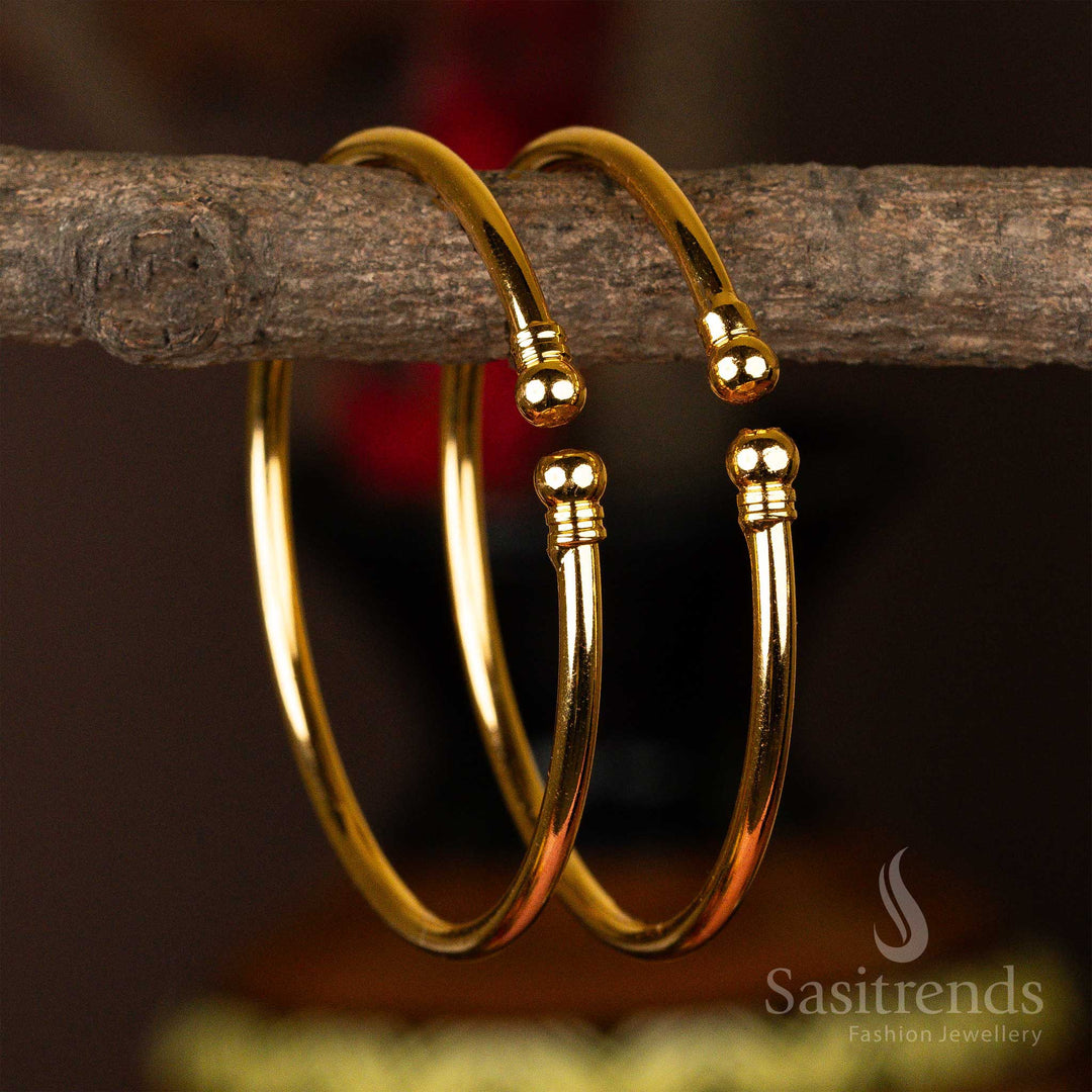 Micro gold-plated kada bangles featuring elegant sleek orb details - Sasitrends