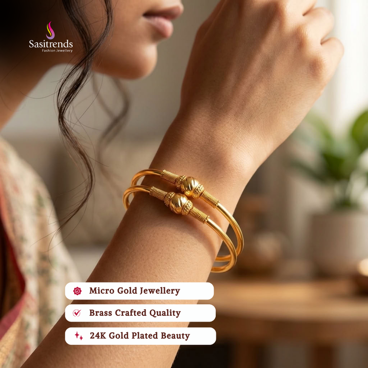 Real gold look guaranteed 24k micro gold plated bangles - Sasitrends