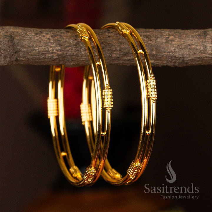 Buy Intricate Weave Kada Micro Gold Plated Bangles - Latest Traditional Elegance