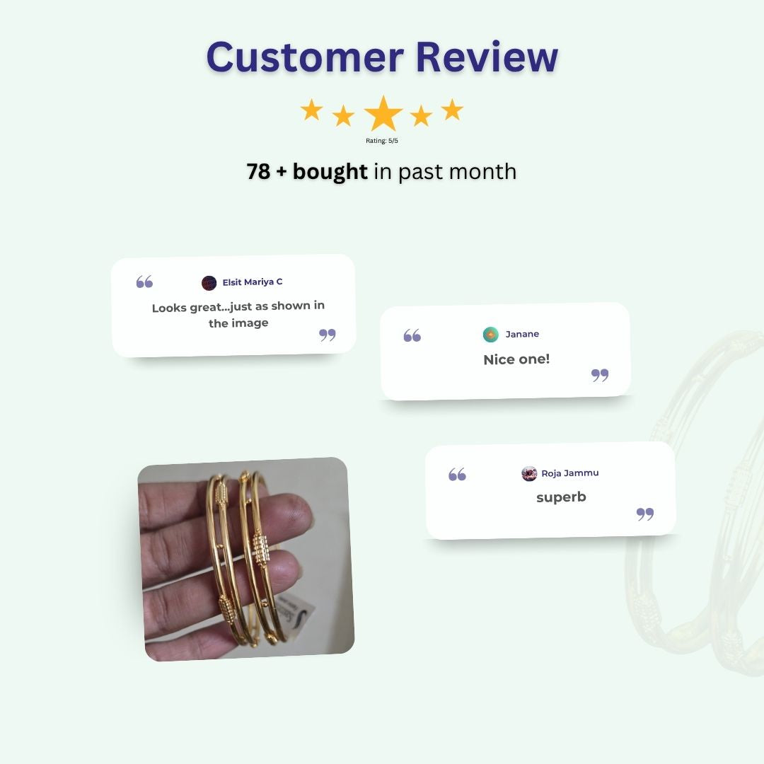Guaranteed Micro gold plated bangles review image - Sasitrends 