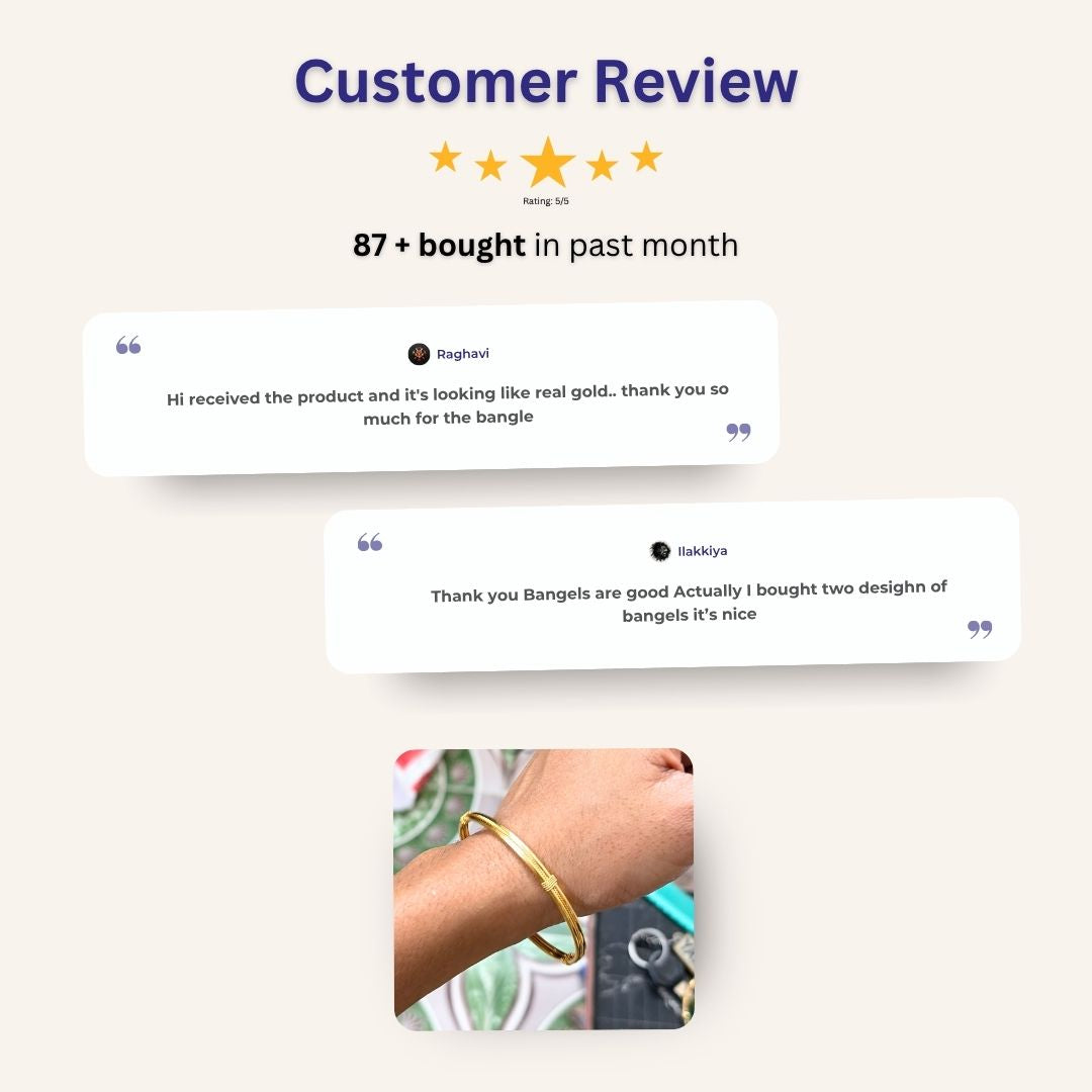 Customer review for Sasitrends bangle featuring premium craftsmanship and elegant traditional styling