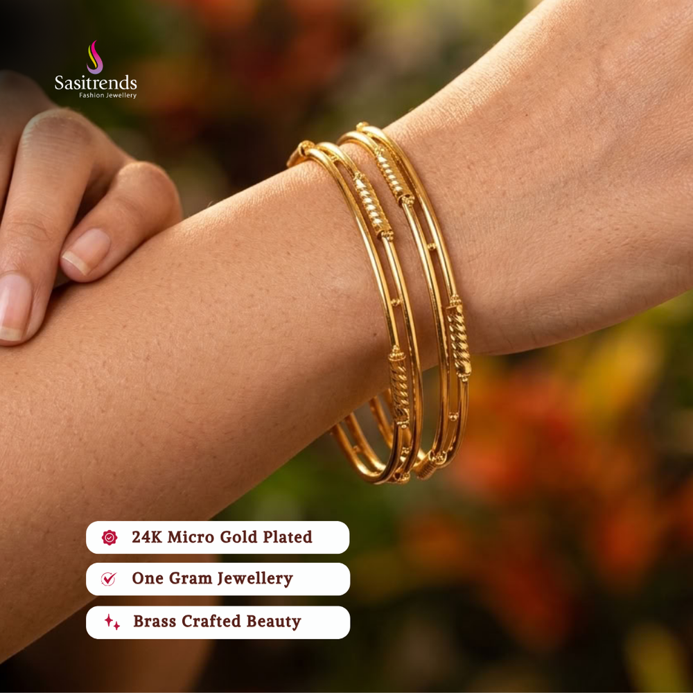 Real gold look guaranteed 24k micro gold plated bangles - Sasitrends