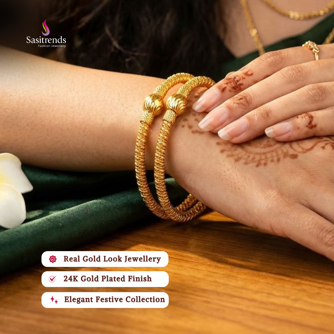Real gold look guaranteed 24k micro gold plated bangles - Sasitrends