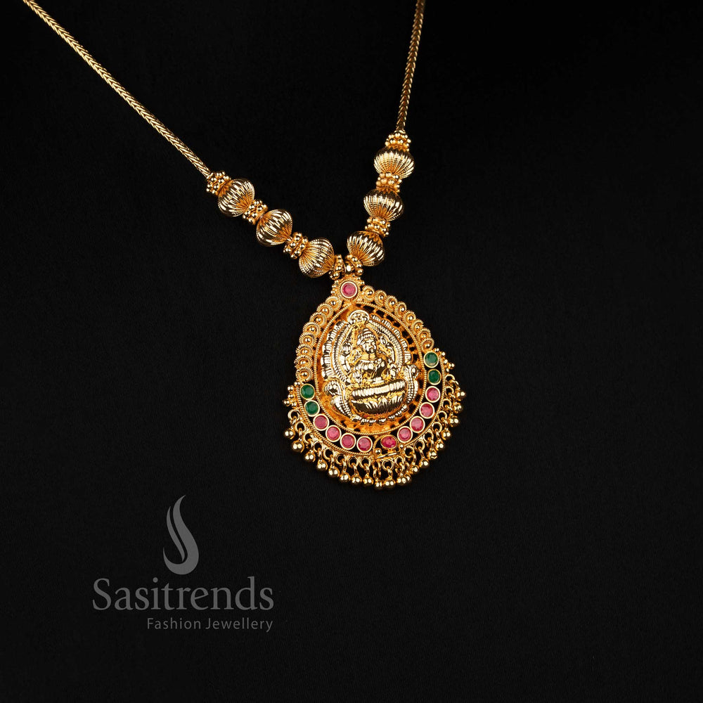 Traditional One Gram 24K Micro Gold Plated Lakshmi pendant necklace – Sasitrends