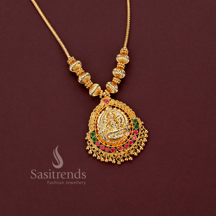 Traditional One Gram 24K Micro Gold Plated Lakshmi Pendant Necklace - Sasitrends