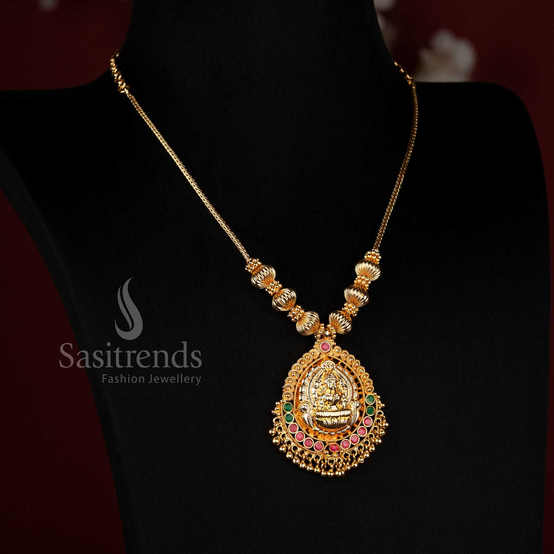 Traditional One Gram 24K Micro Gold Plated Lakshmi pendant necklace – Sasitrends
