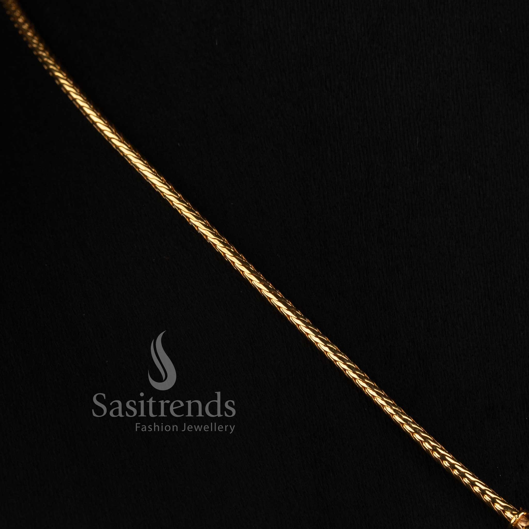 Elegant Micro Gold Plated Flexible Chain Necklace with American Diamond Pendant - Sasitrends
