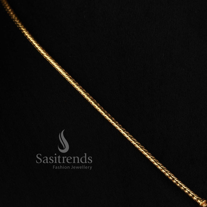 Elegant Micro Gold Plated Flexible Chain Necklace with American Diamond Pendant - Sasitrends