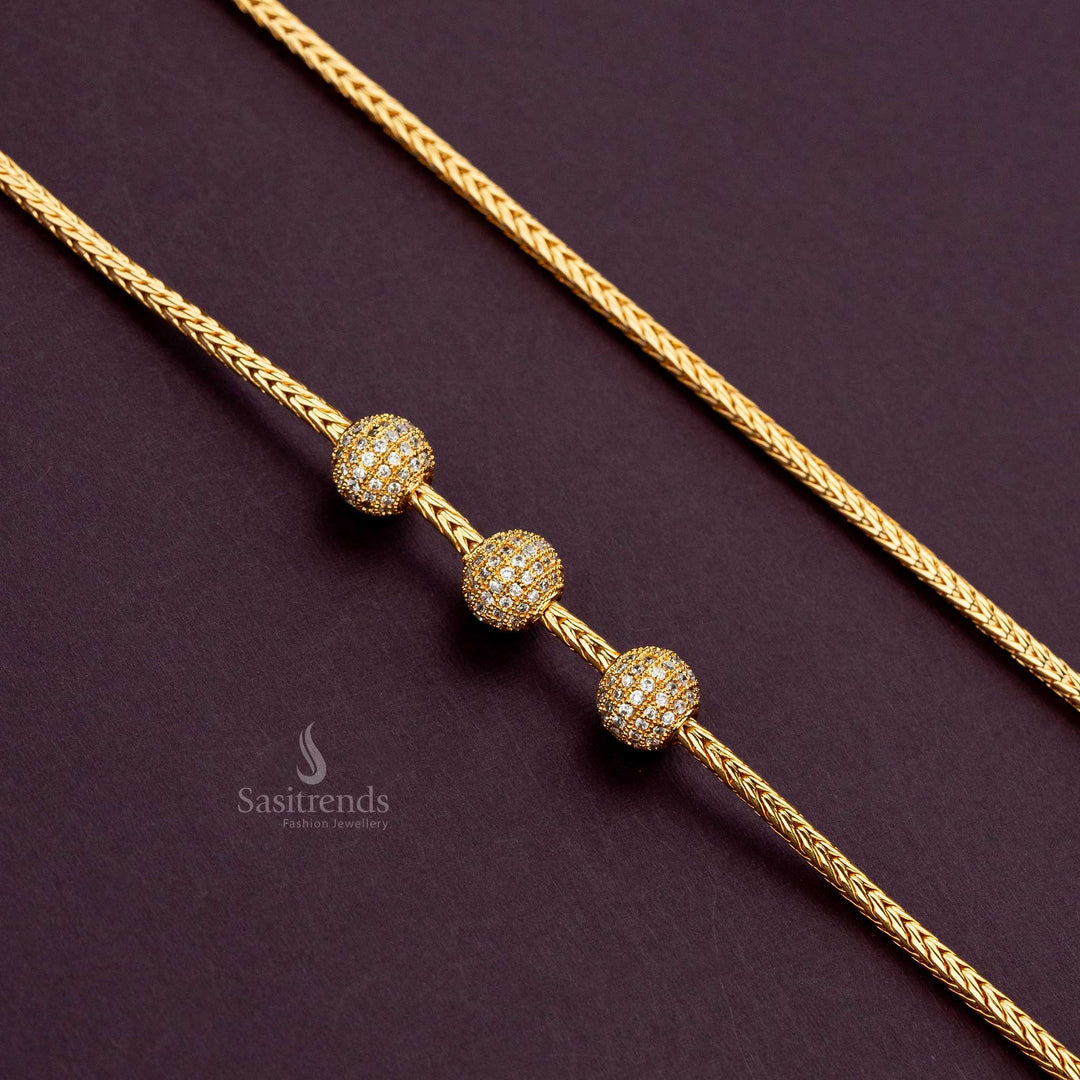 Guaranteed 24 Carat Pure Gold Finish Micro Gold Plated Ball Mugappu Chain  Sasitrends