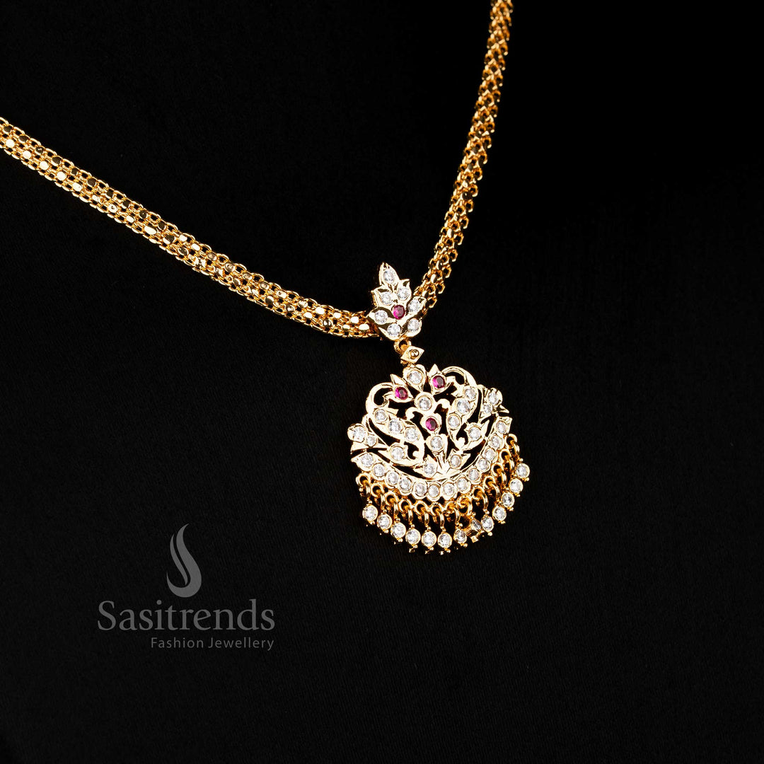 Enchanting Micro Gold Plated Floral Pendant Impon Addigai Necklace 