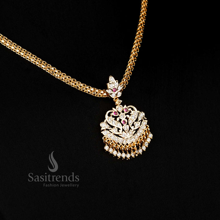 Enchanting Micro Gold Plated Floral Pendant Impon Addigai Necklace 