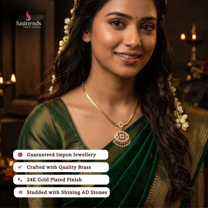 Guaranteed Micro gold plated AD stone impon necklace model image - Sasitrends