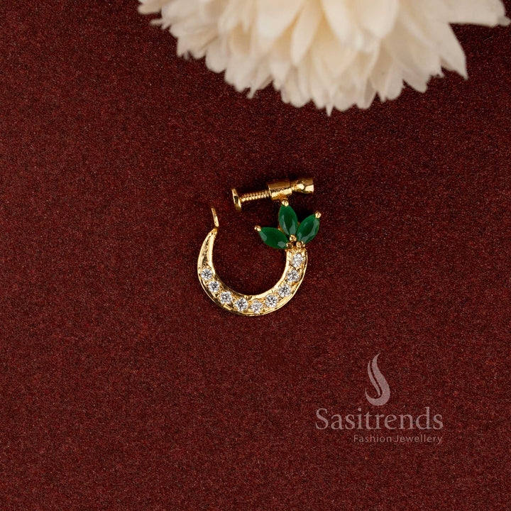 Traditional adjustable lotus nath nose ring for wedding and festive wear - Sasitrends