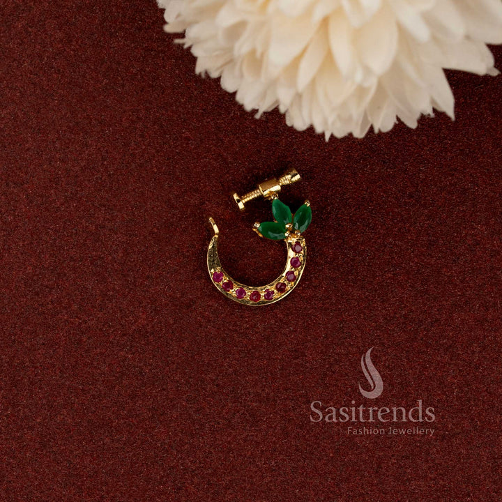 Traditional adjustable lotus nath nose ring for wedding and festive wear - Sasitrends