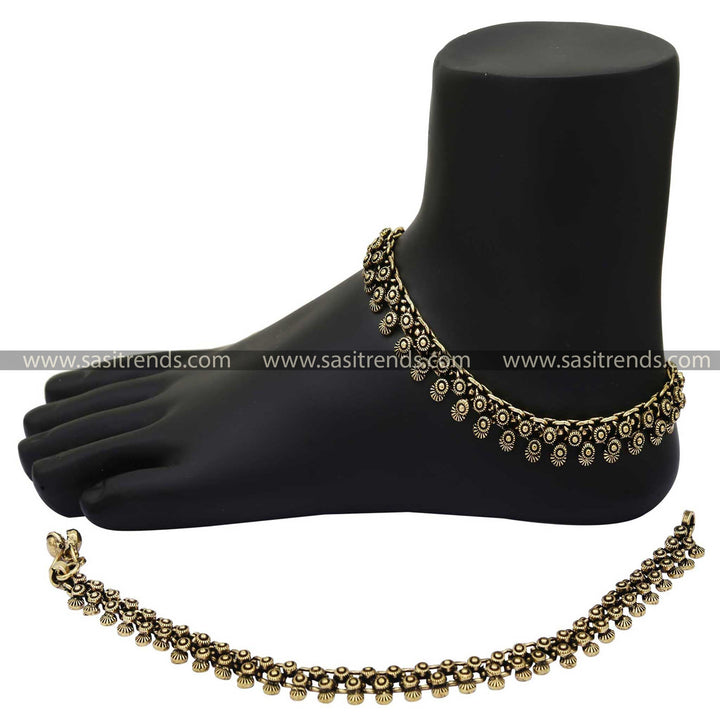 Oxidised German Silver & Gold Payal Anklets - Sasitrends - Sasitrends