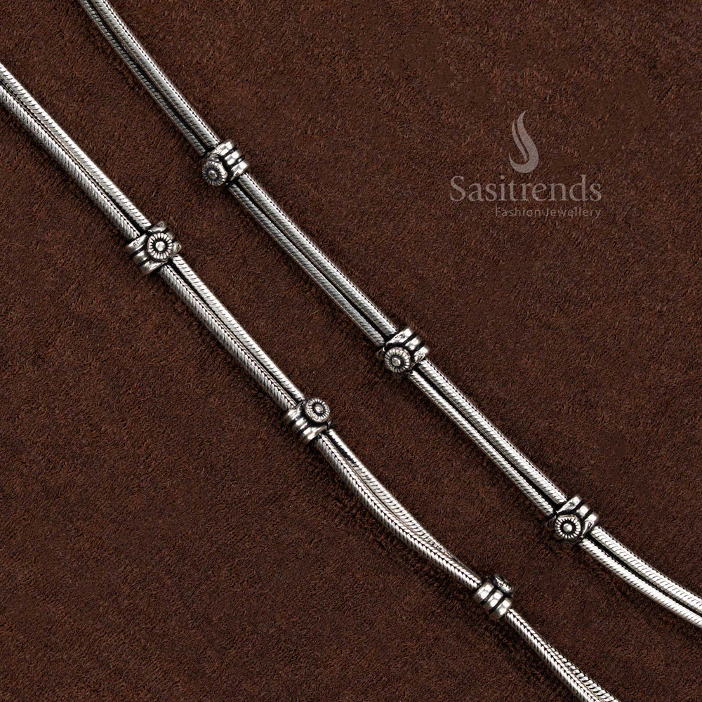 Traditional Floral Motif Oxidised Anklet for Saree Wear – Sasitrends