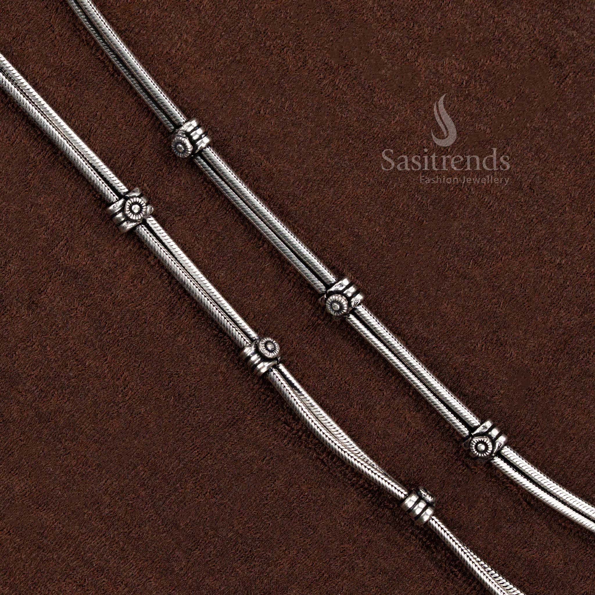 Traditional Floral Motif Oxidised Anklet for Saree Wear – Sasitrends