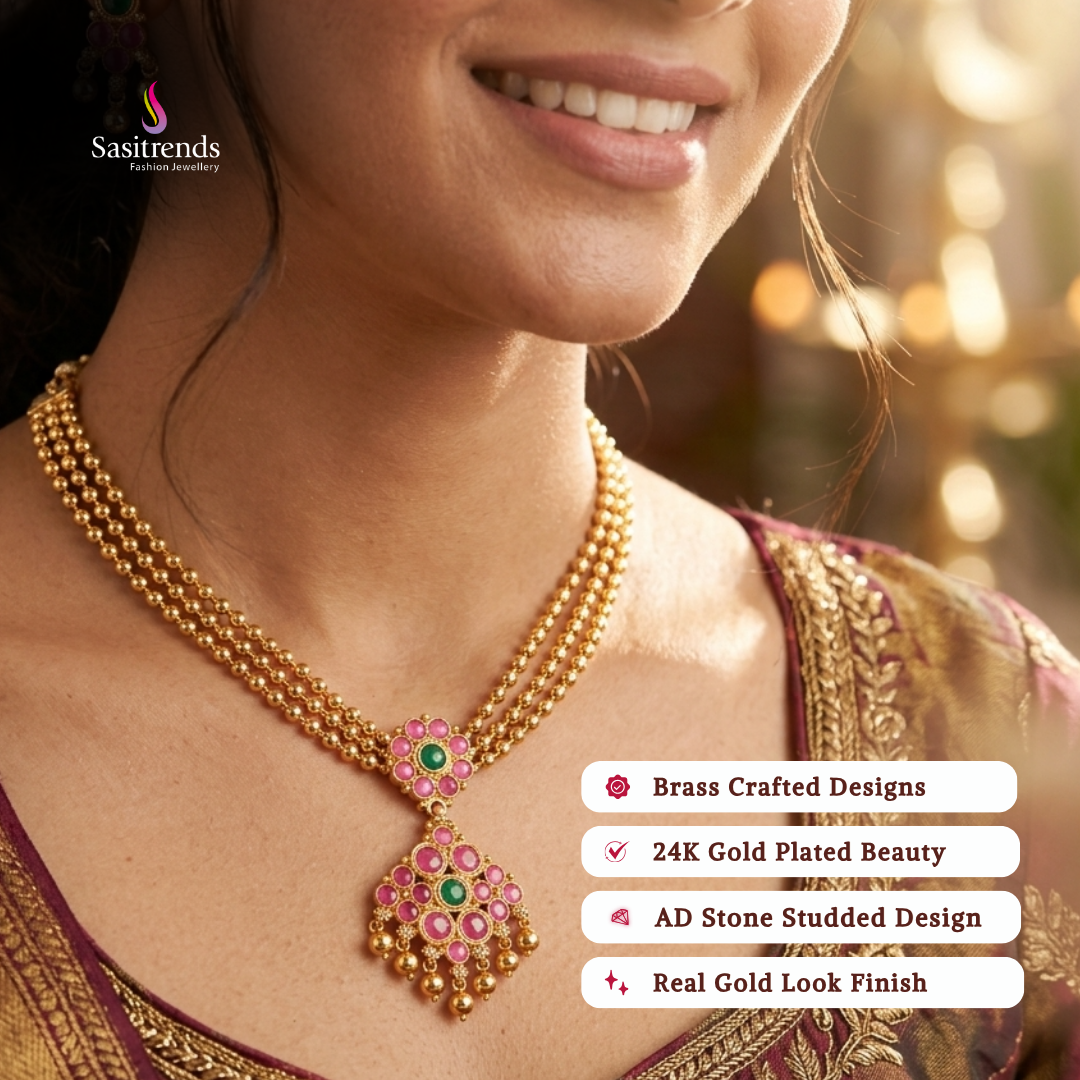 Micro gold plated necklace set model image - Sasitrends
