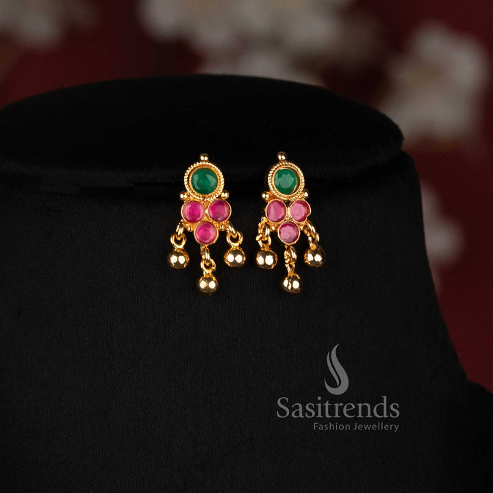 Traditional Micro Gold Plated Diamond Pendant Three-Layered Golden Bead Necklace for Women - Sasitrends