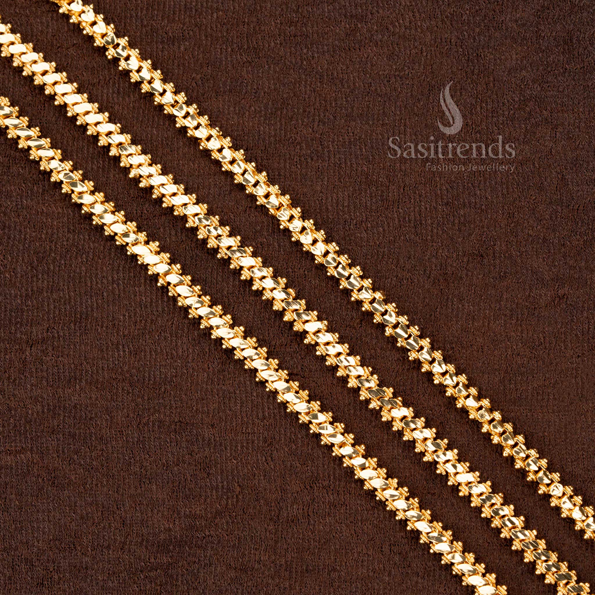 Traditional temple wear gold plated 2 side Gajiri chain with structured finishing, look like real gold - Sasitrends