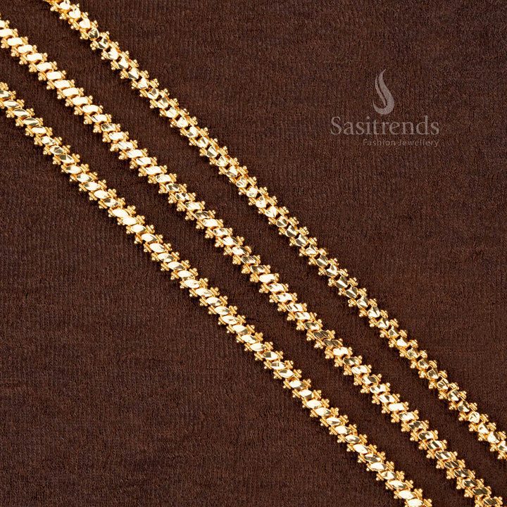 Traditional temple wear gold plated 2 side Gajiri chain with structured finishing, look like real gold - Sasitrends