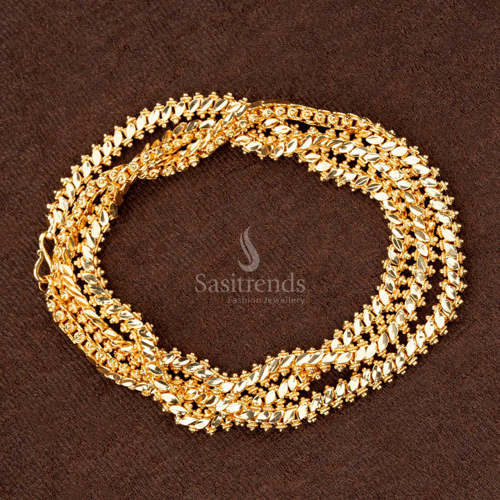 24-carat pure gold plated 2 side Gajiri chain with structured interlinked craftsmanship, look like real gold - Sasitrends